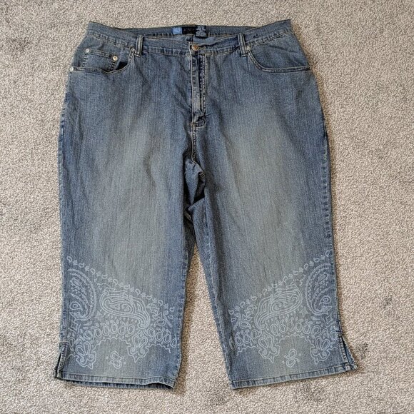 AVENUE BLUES Blue Denim High Rise Straight Leg Stretch Jean Capris; Size 20 - Picture 1 of 3